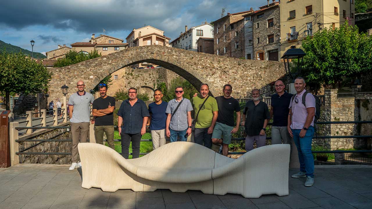 Entrevista a Arnau Cumelles a la inauguració del banc FormART3D a La Pobla de Lillet